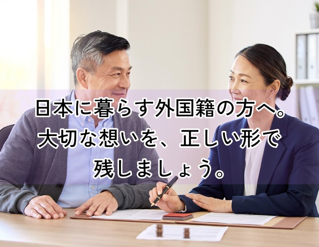 日本に暮らす外国籍の方へ。大切な想いを、正しい形で残しましょう。