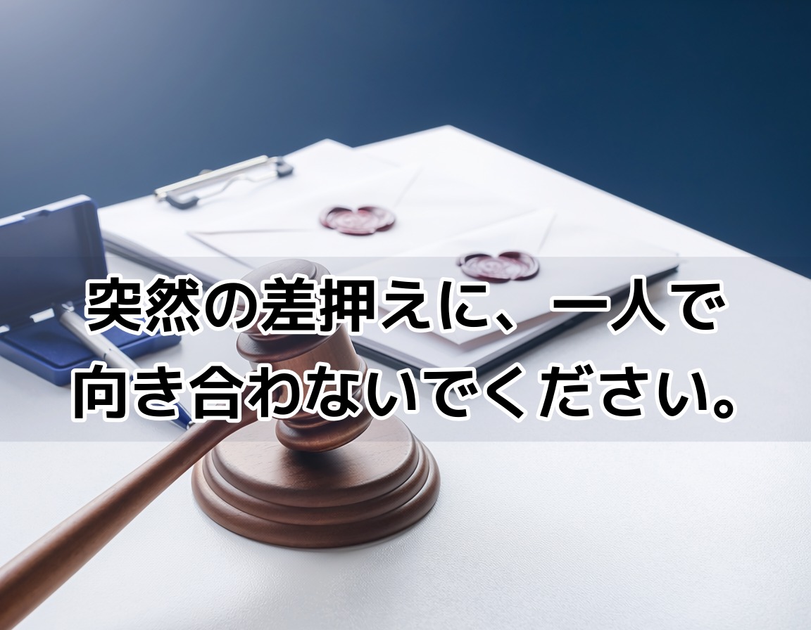 差押えの仕組みを解説するイメージ画像｜ガベルと公文書