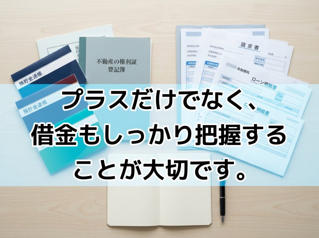 プラスだけでなく、借金もしっかり把握することが大切です。