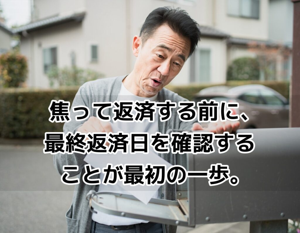 自宅ポストで突然の督促状を受け取り驚く男性のイメージ