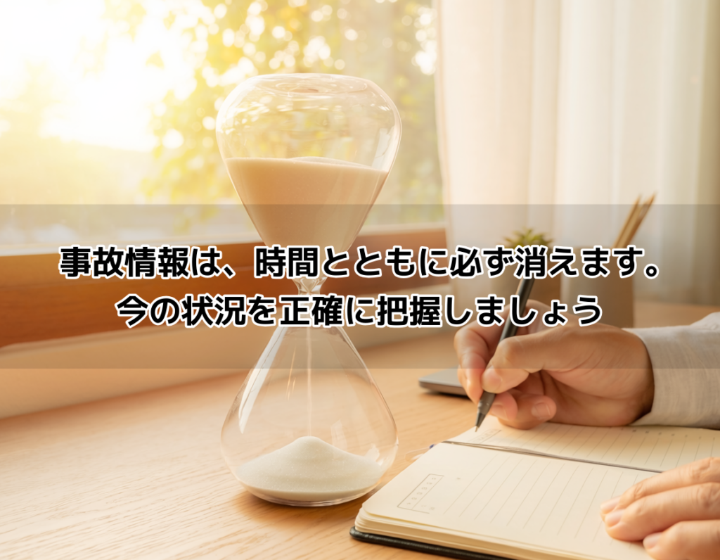 砂時計とカレンダー手帳が並ぶデスクで時間の経過を示すイメージ